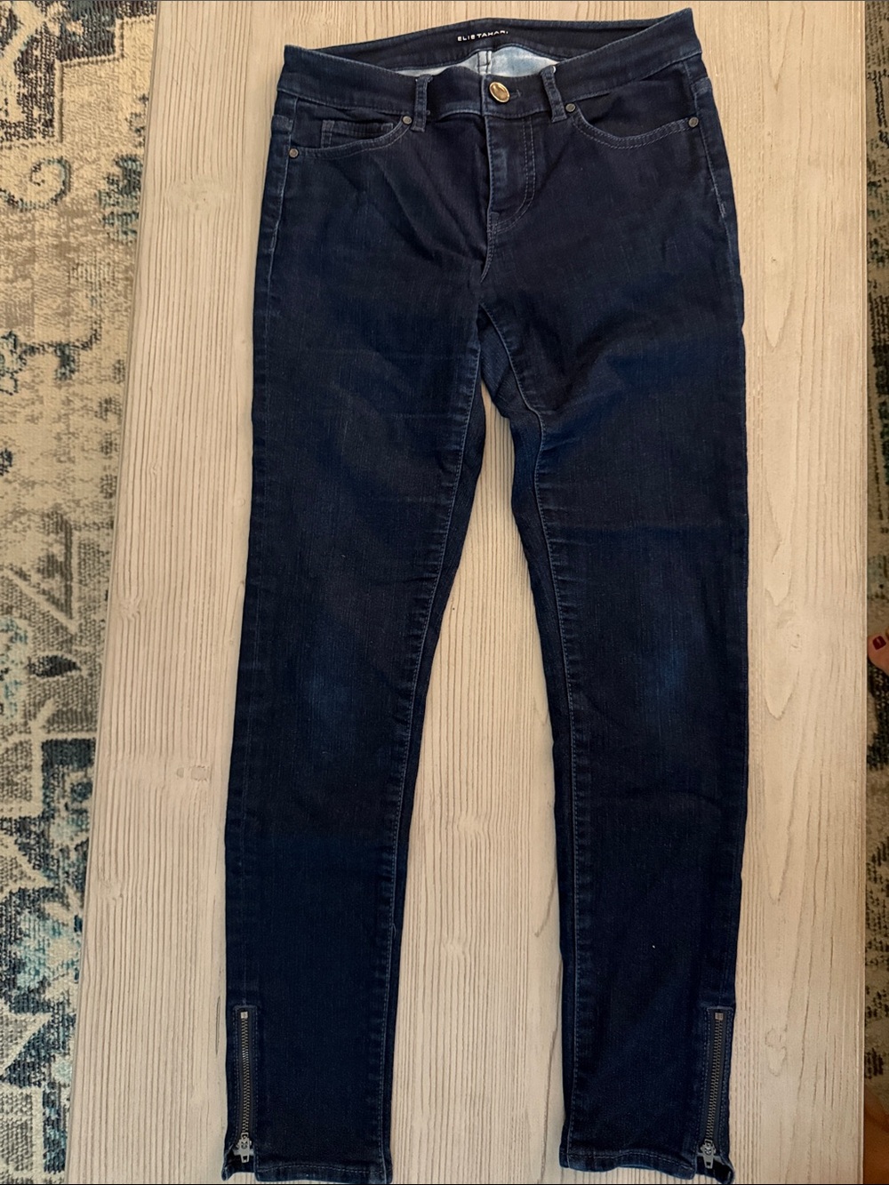 Elie Tahari Navy Skinny Jeans with Ankle Zips
